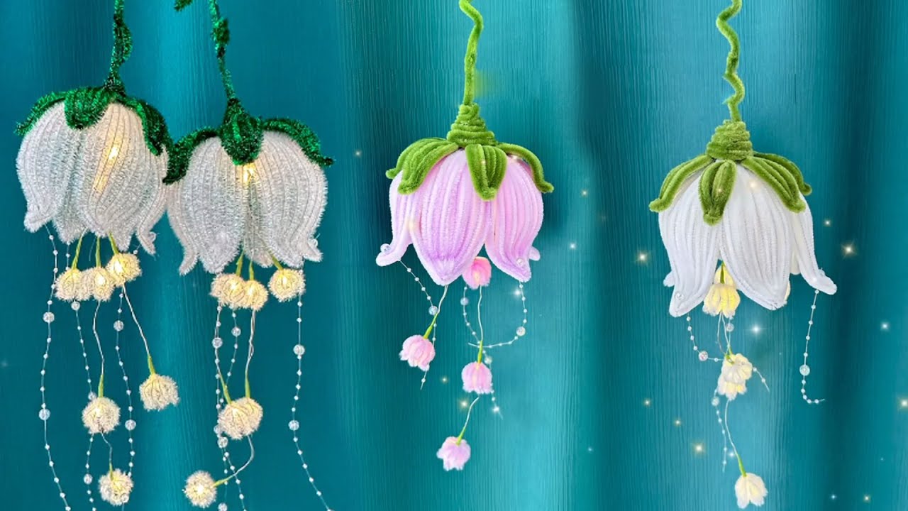 DIY Flowers Lamp : How to Make Easy and Beautiful Flower Lamp - Home Decor - Pipe Cleaner Craft