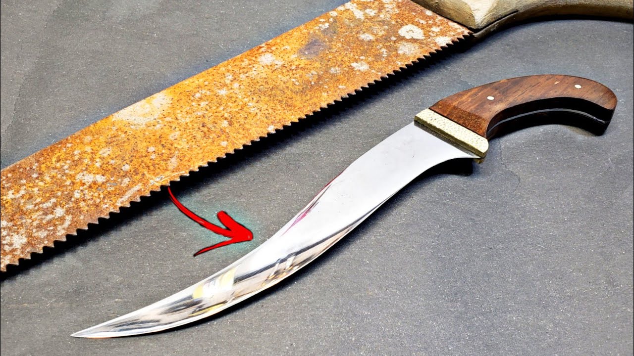 Making a Persion Knife out of old Rusty Hand saw[Knife Making]Random Workshop
