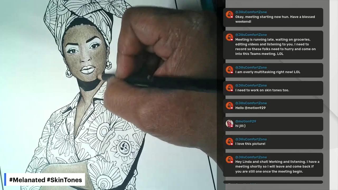 🖼️🎨🖌️ Coloring Live #Melanated #SkinTones #adultcoloring