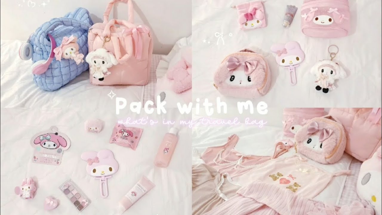 Pack with me ✧ cute essentials, kawaii, wonyoungism, coquette  ⋆˚ 𝜗𝜚˚⋆