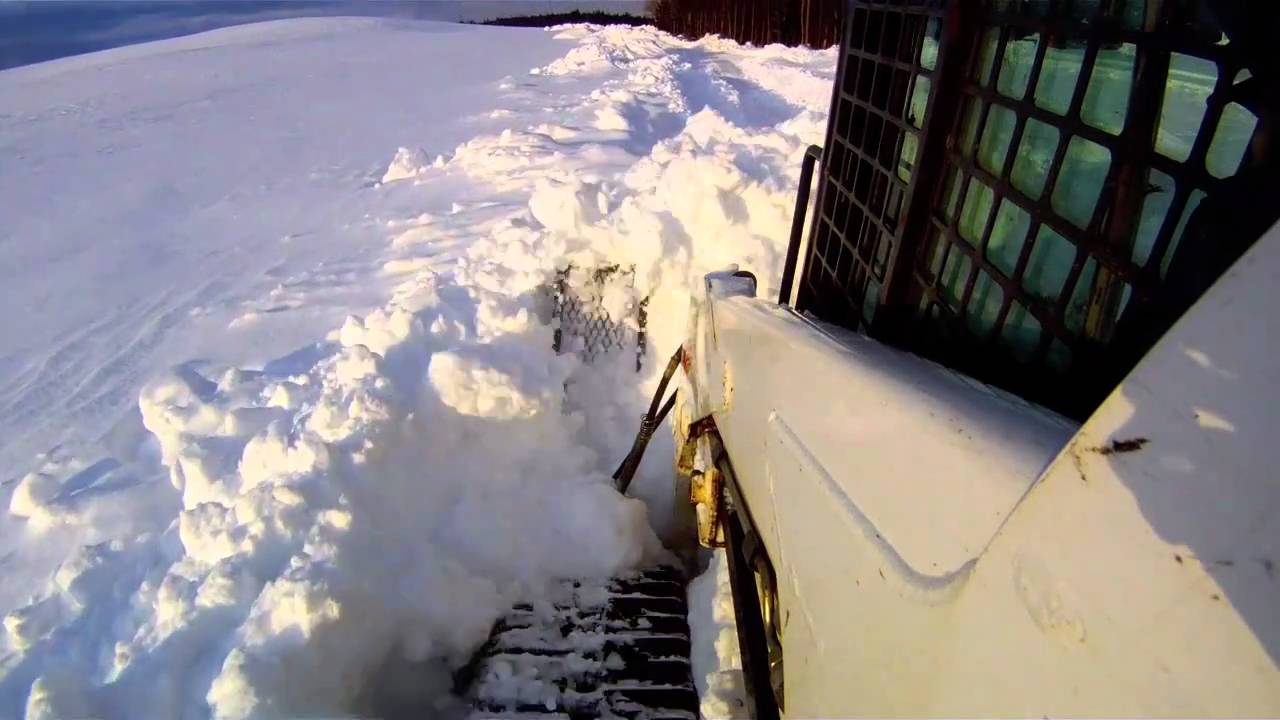 Bobcat T190 Pushing Snow~Arm View