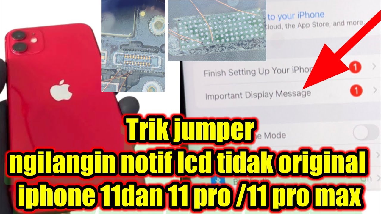 Tips dan Trik menghilangkan notif lcd tidak original Jumper ic iphone 11 pesan layar penting