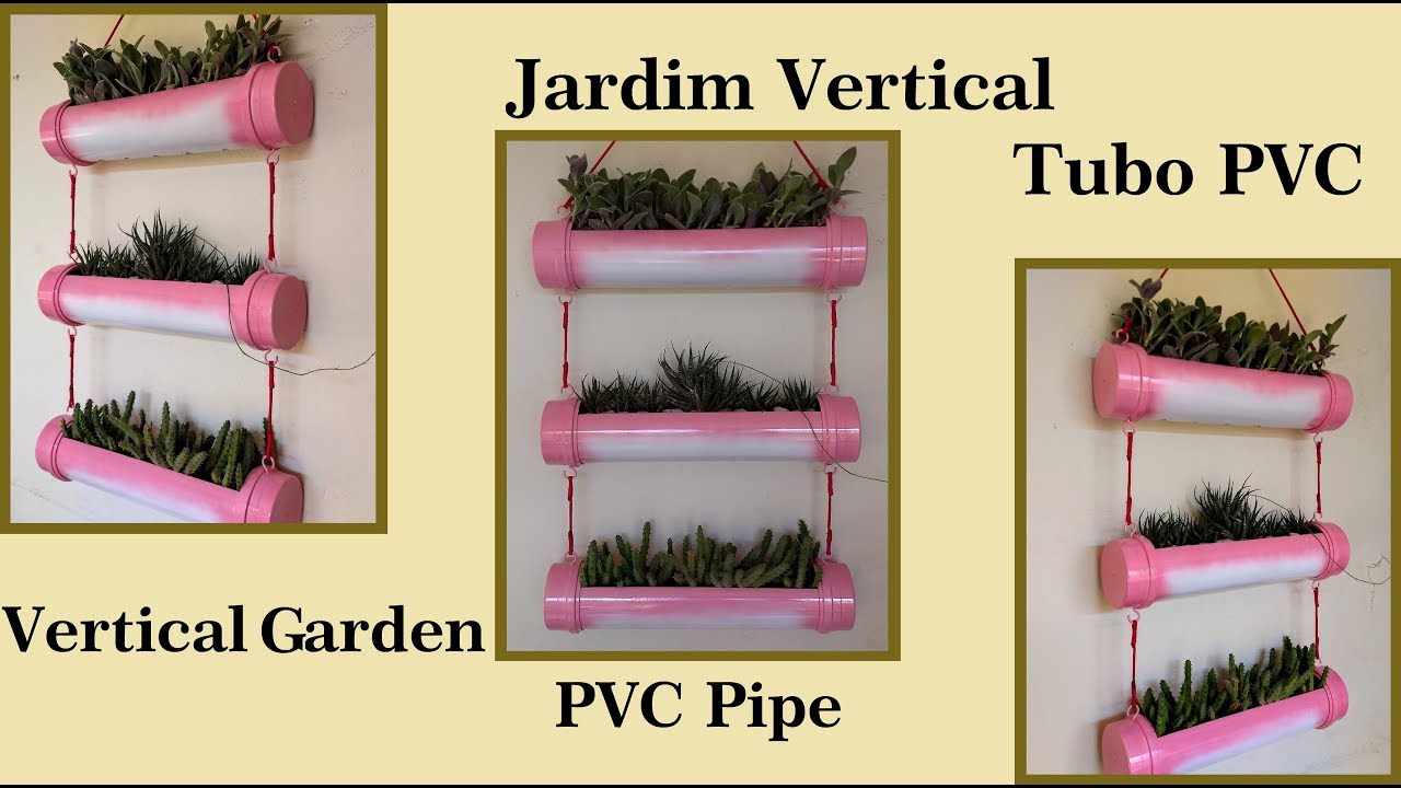 Diy Jardim Vertical Tubo de PVC   Diy Vertical Garden PVC Pipe