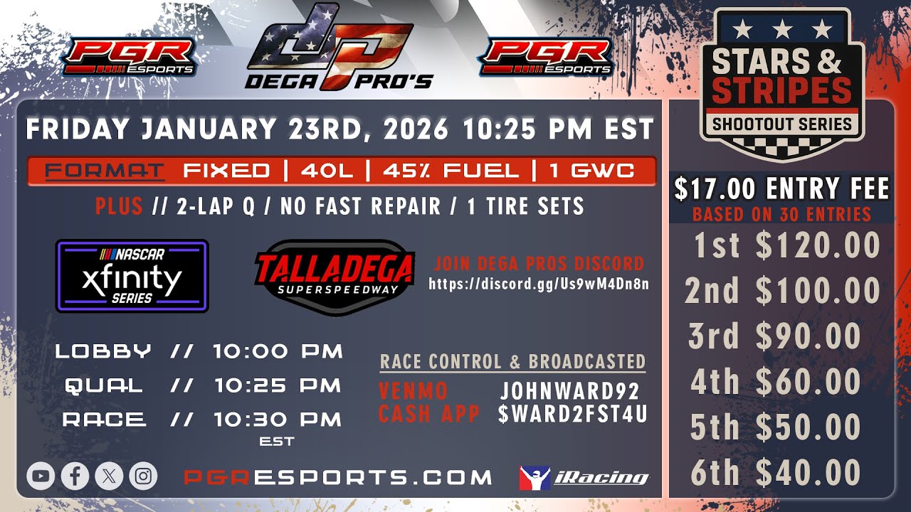 Dega Pros | Stars & Stripes Shootout Series | Talladega | Xfinity | 1/23/26