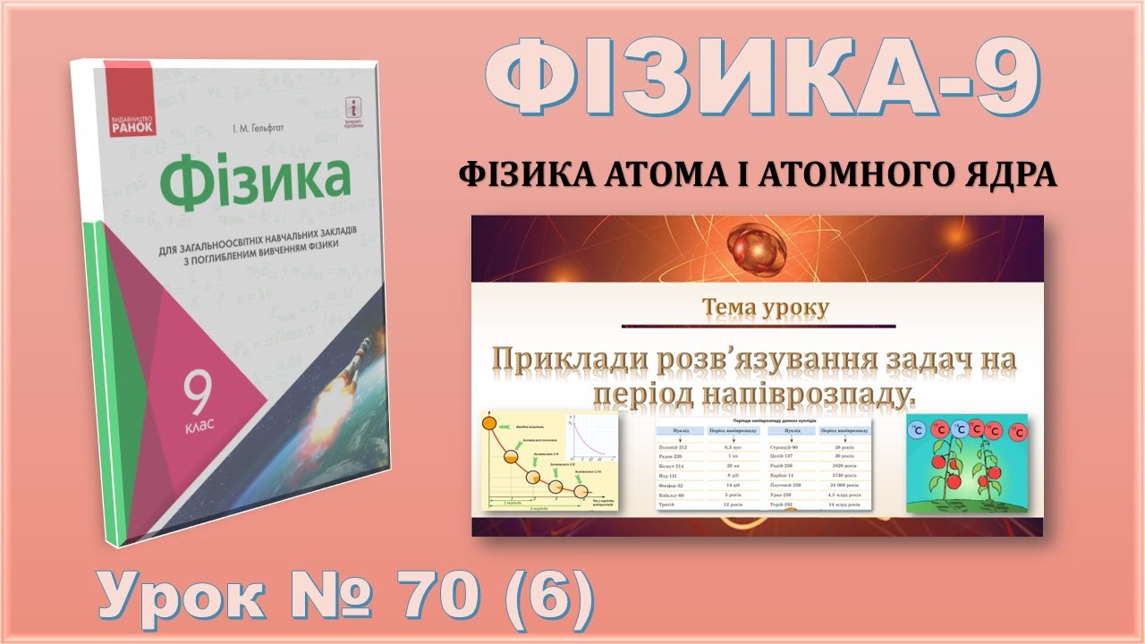ФІЗИКА-9 | Урок 70 (6) | Приклади розв’язування задач на період напіврозпаду.