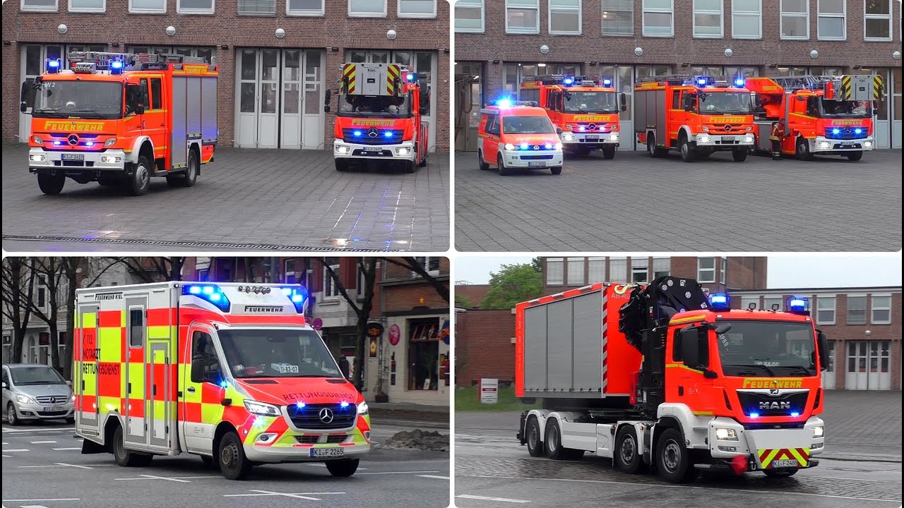 [BERUFSFEUERWEHR KIEL 🚒] ● EINSATZFAHRTEN der Berufsfeuerwehr & RKiSH an der Hauptfeuerwache 🔥⚠️