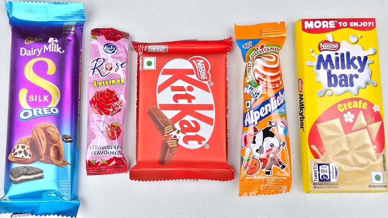 Satisfying Chocolate ASMR 🍫 | KitKat, Cadbury Silk Oreo, Milkybar ! Giants ASMR lollipops Unboxing.