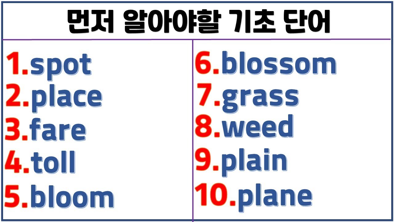 먼저 알아야 할 기초 단어 (21일 째)