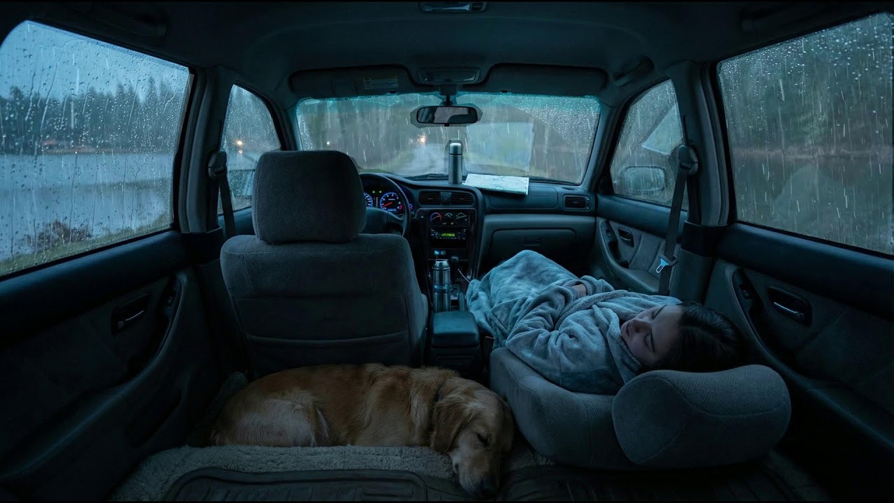 ULTRA DEEP SLEEP: Cozy Car Ride ASMR, Rain on Window POV, Sleeping Woman & Pet Ambience