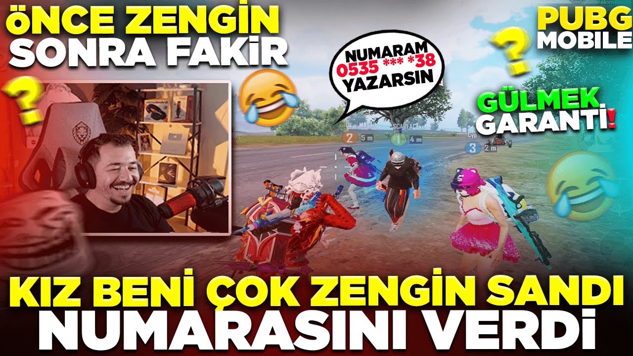 HESABIMI GÖREN KIZA ÇOK ZENGİNİM DEDİM NUMARASINI VERDİ - PUBG MOBİLE RASTGELE TAKIM TROLL