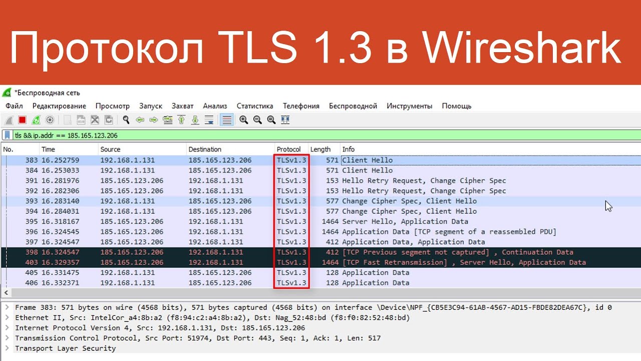 Протокол TLS 1.3 в WireShark  | Защищенные сетевые протоколы