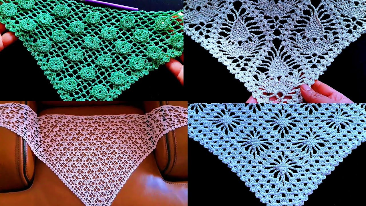 Crochet 4 châles magnifiques et jolis pour vous mes amis/châle au crochet facile pour débutants 
