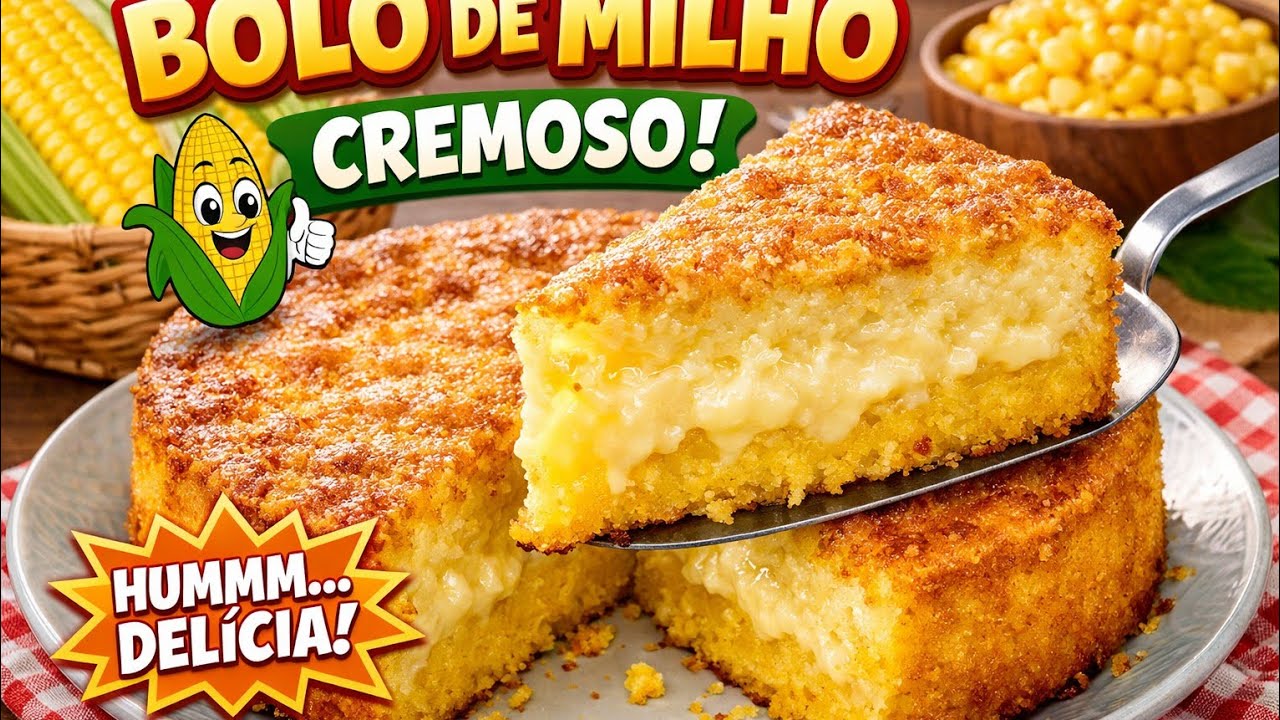 Bolo de milho cremoso sem leite condensado #receitas 