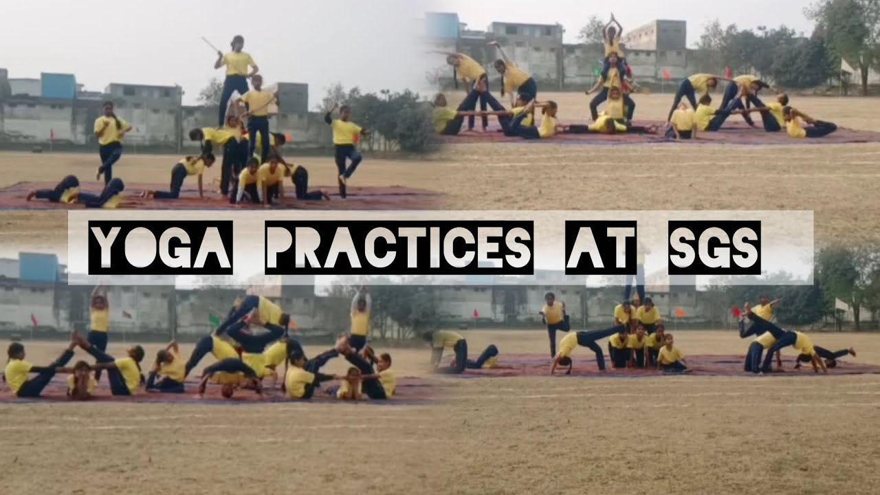 Yoga practices on aigiri Nandini at SGS INDORE performed in sadhna manner by KBP girls 🕉