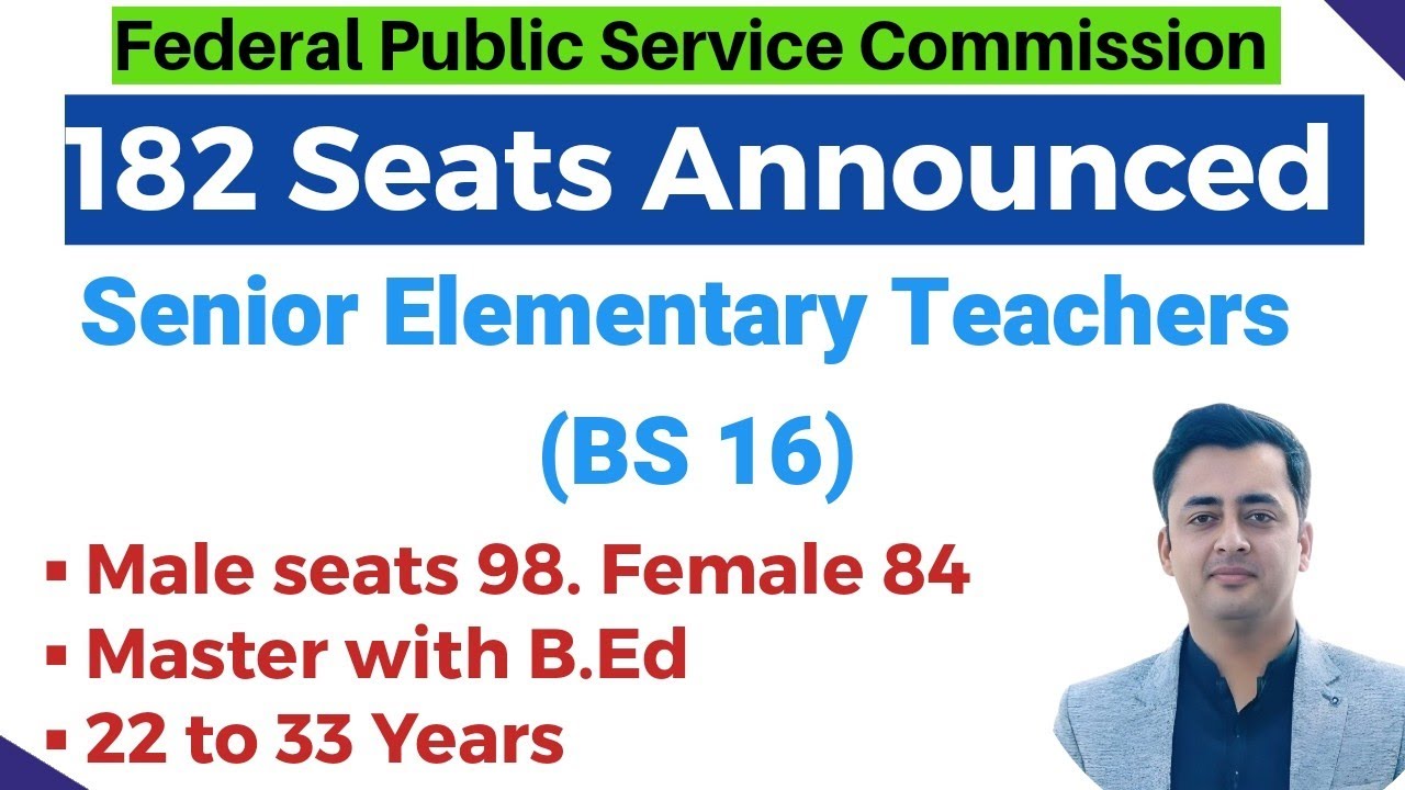 FPSC Senior Elementary Teachers Jobs 182 seats for male and females || SET B 16 jobs 2026