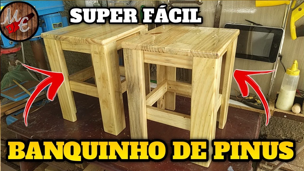 BANQUINHO DE PINUS OU PALLET, MUITO BONITO E FÁCIL DE FAZER👍👍