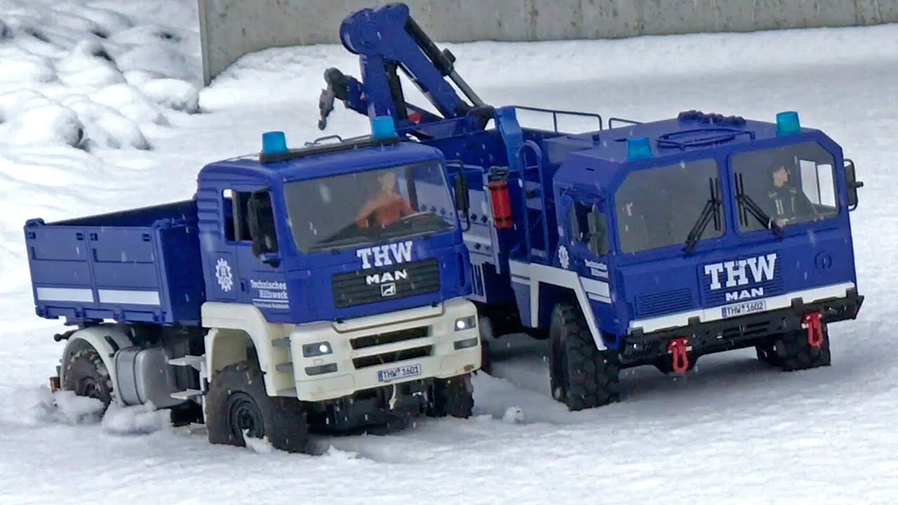 SNOW TRUCKER Bruder Toys, THW Trucks in Snow!