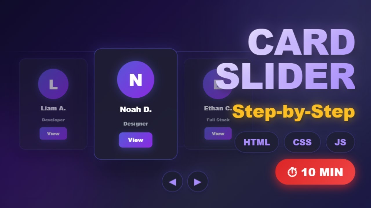 CSS Card Slider Tutorial for Beginners | Build an Animated Profile Carousel