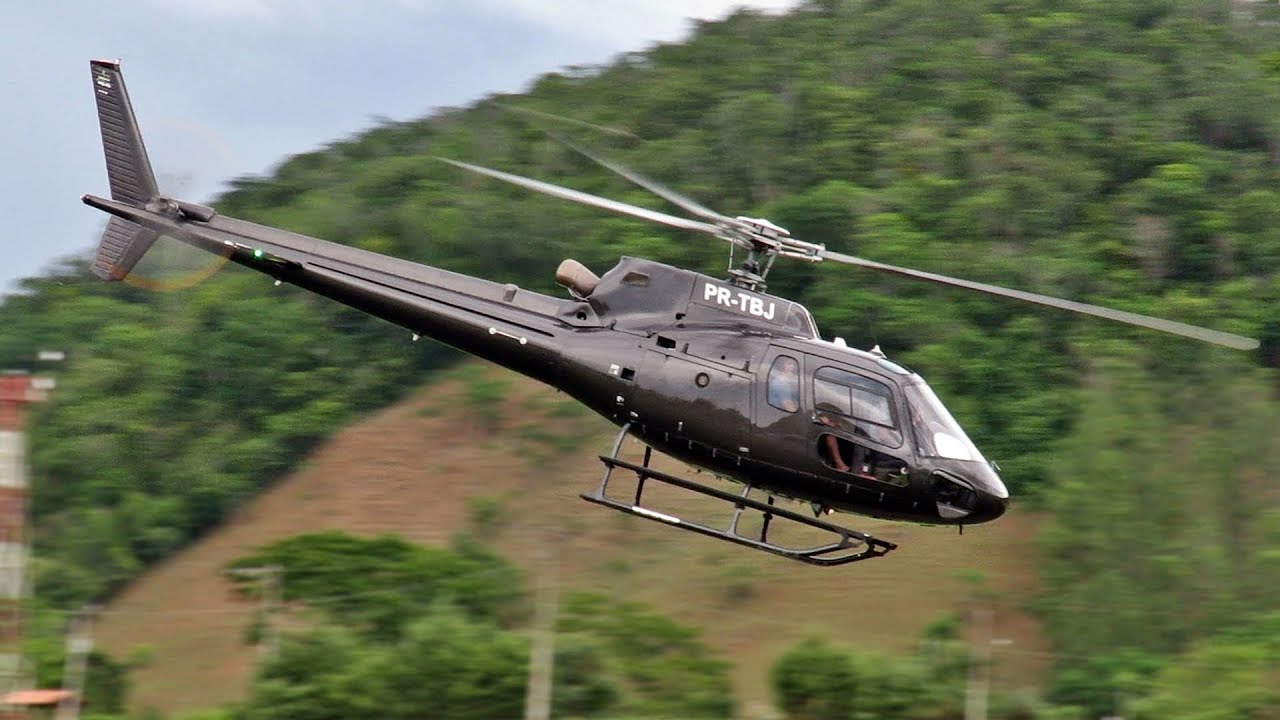 Eurocopter AS 350B2 Esquilo Black Pouso e Decolagem em Cachoeiro de Itapemirim ES
