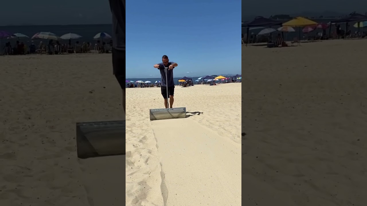 Eco peneira olha a quantidade de bitucas e tampas de metais que encontrei na areia