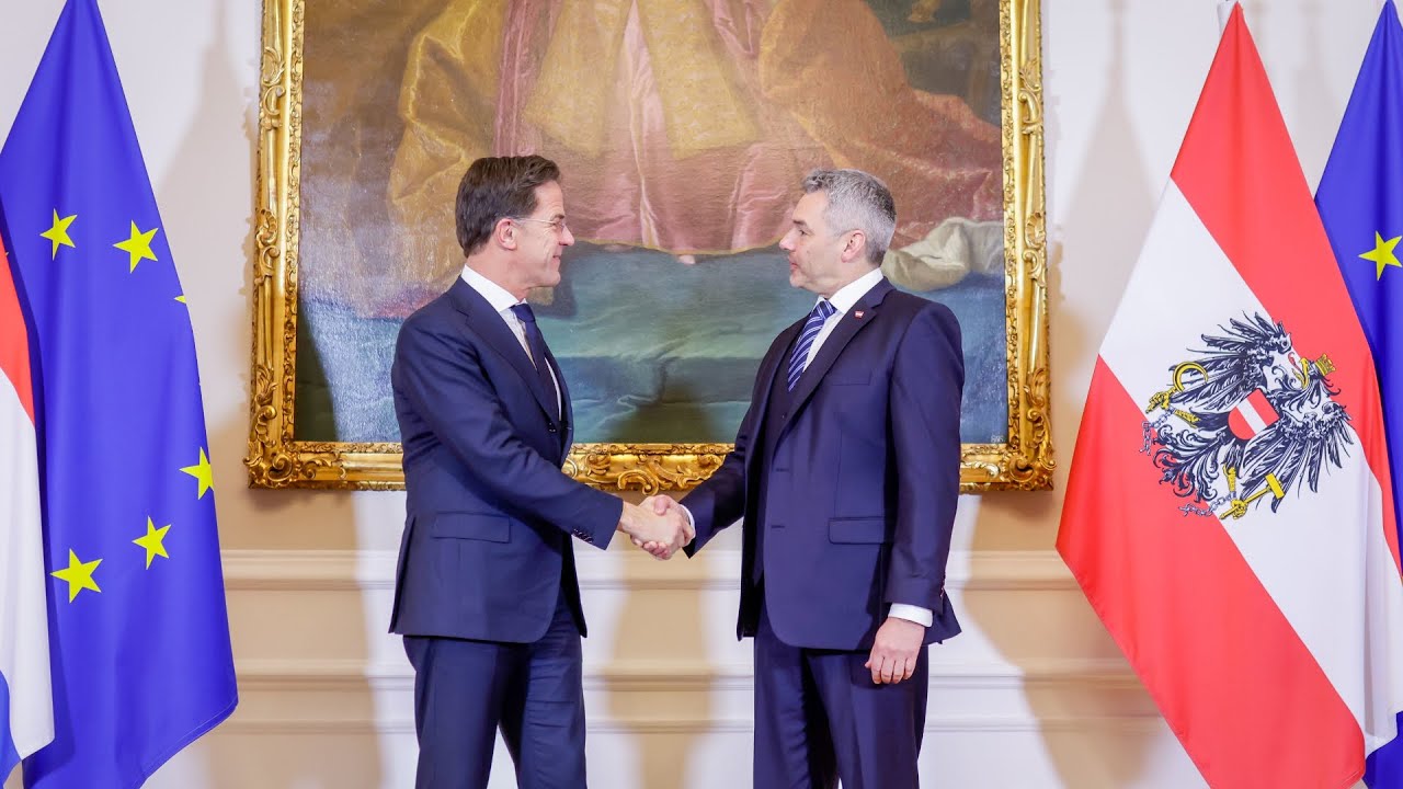 Presspoint mit Bundeskanzler Karl Nehammer und Ministerpräsident Mark Rutte