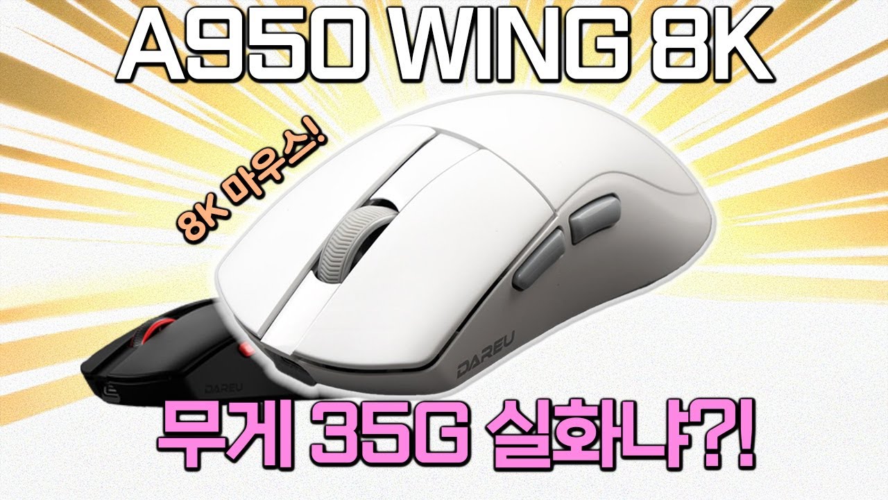 도파민 터지는 WING 마우스?! A950 WING 8K 가벼운 고성능 마우스! '다얼유 A950WING 8K'