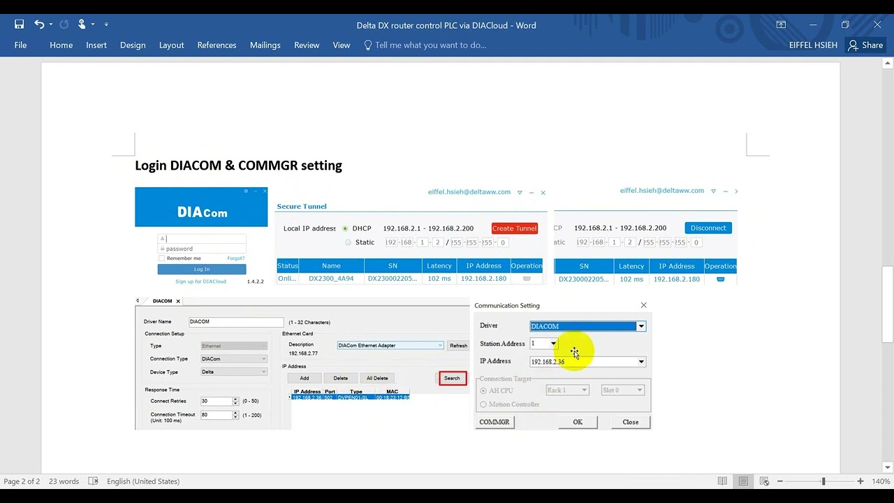 Delta DX router control PLC via DIACloud