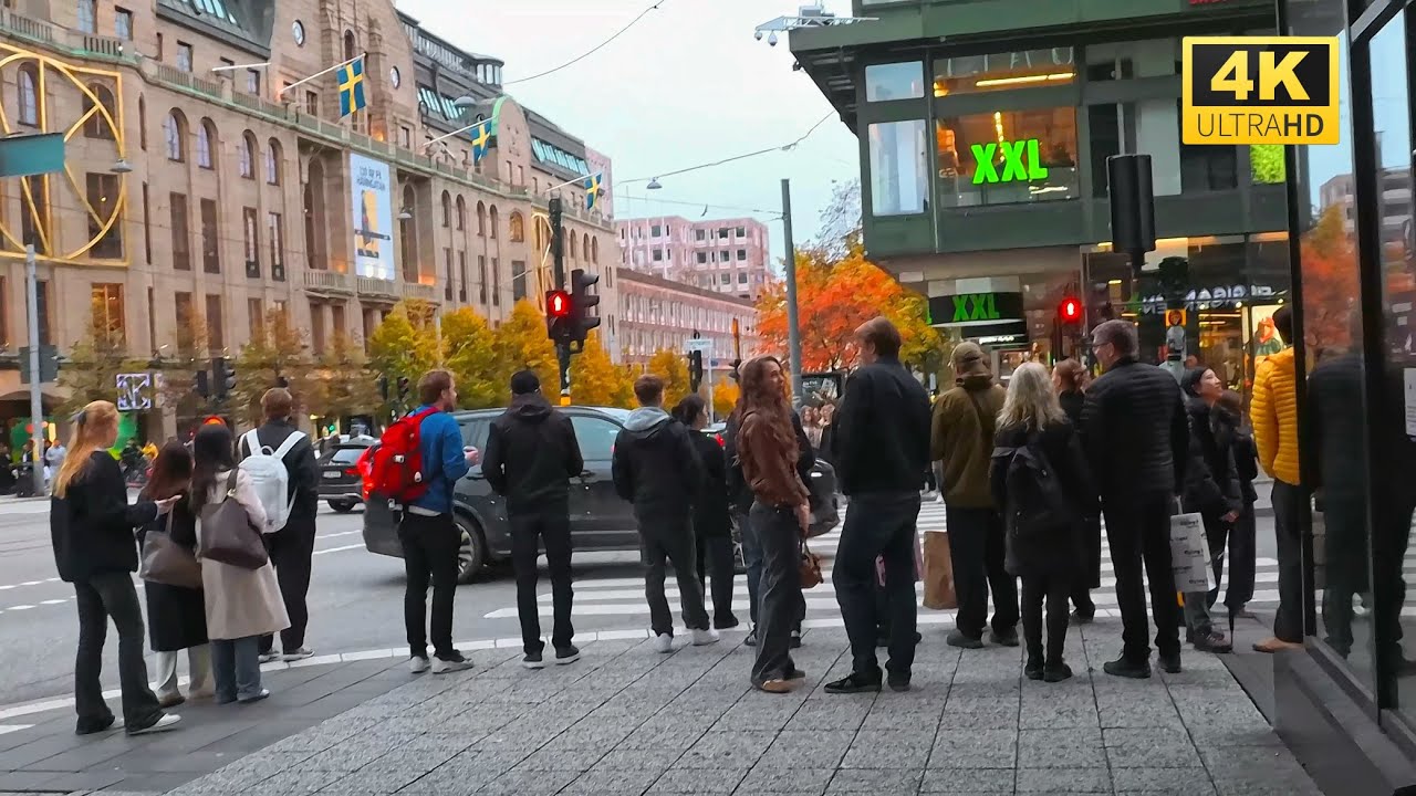 Walking tour in Stockholm | 4K walking in Stockholm in Autumn 🍂