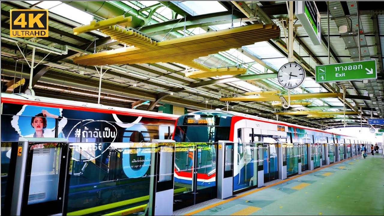 [4K]รถไฟฟ้าBTSสถานี พิพิธภัณฑ์กองทัพอากาศ ในสายสุขุมวิท,BTS Sukhumvit line @RTAF Museum Station N22