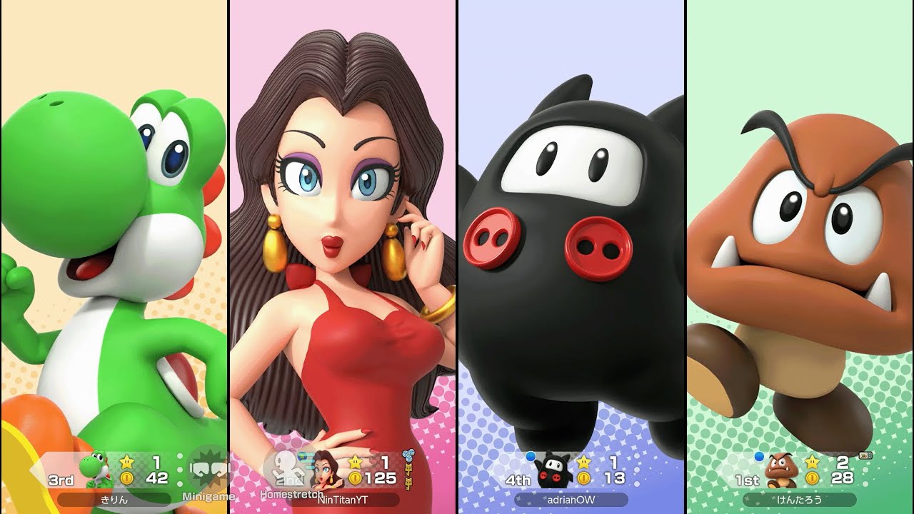 Super Mario Party Jamboree - Pauline vs Yoshi vs Goomba vs Ninji - Western Land