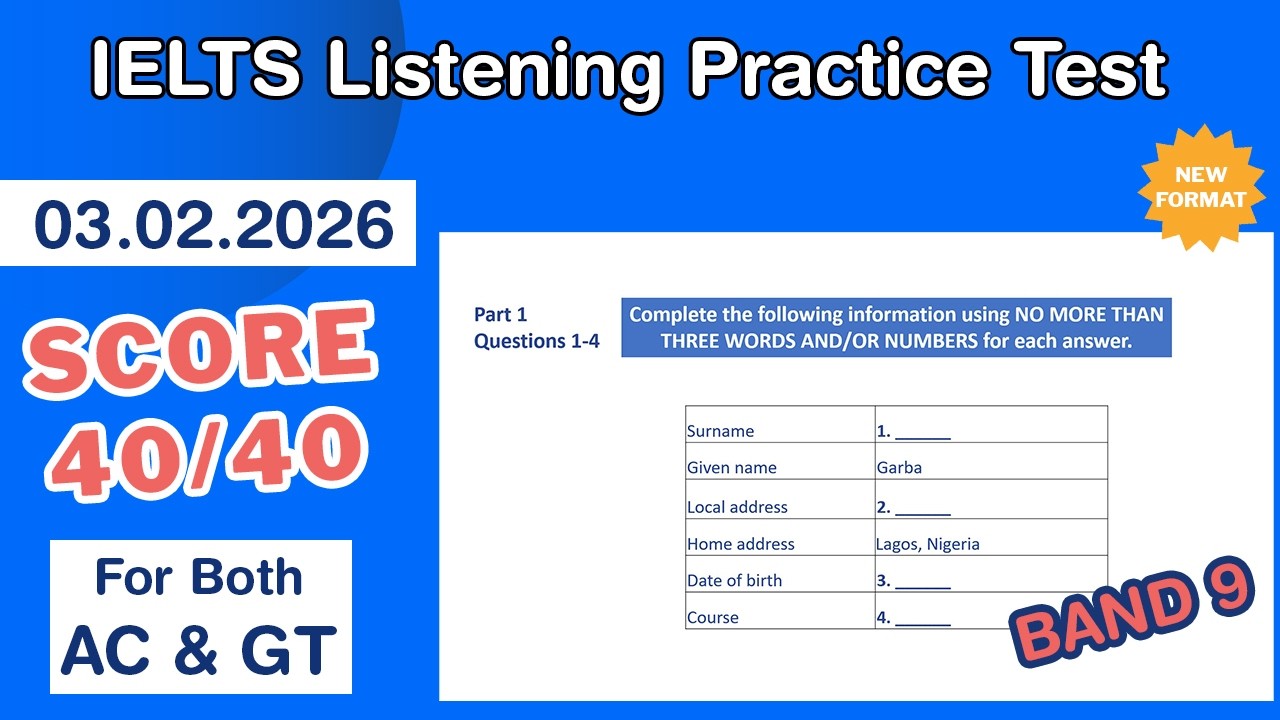 IELTS Listening Practice Test 2026 With Answers 03.02.2026 - Test #224