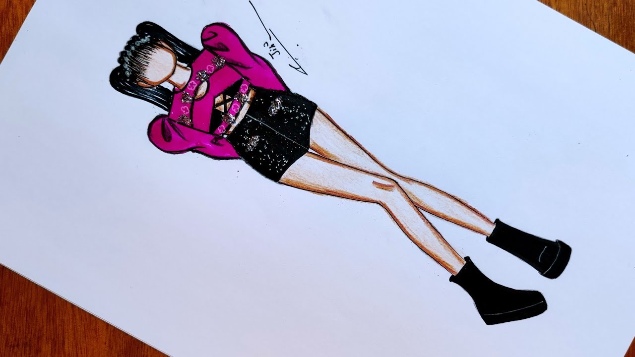 تعلم رسم ازياء ليسا من فرقة بلاك بينك| رسم أزياء بلاك بينك| blackpink