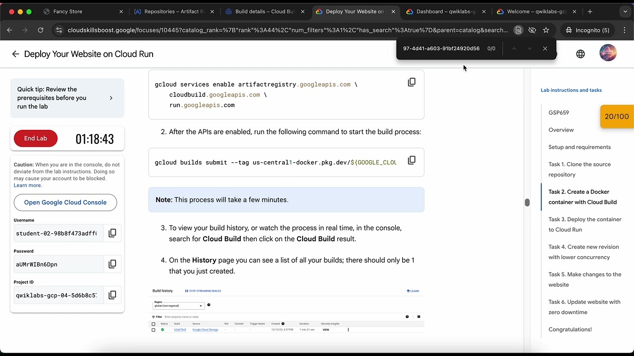 Deploy Your Website on Cloud Run | GSP659