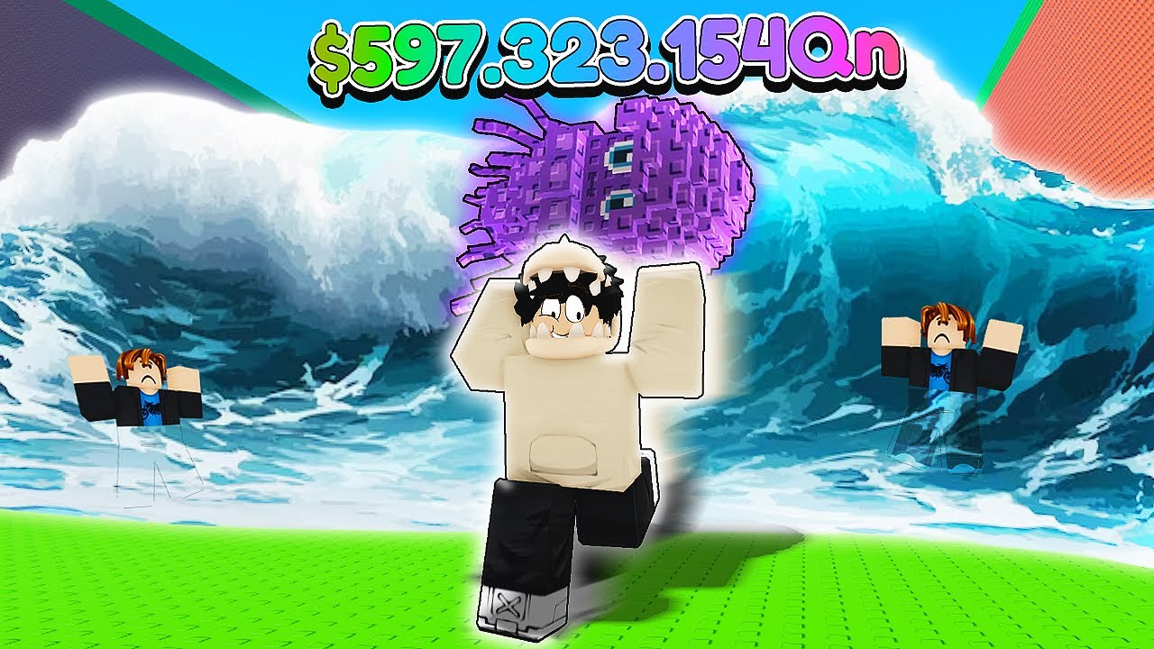 Me tornei o mais rápido do Fuja do Tsunami… e quebrei o jogo (Roblox)