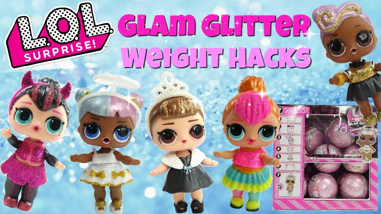 LOL Surprise Glam Glitter Weight Hacks Neon QT, DJ, It Baby, Sugar and Spice LOL Surprise Unboxing