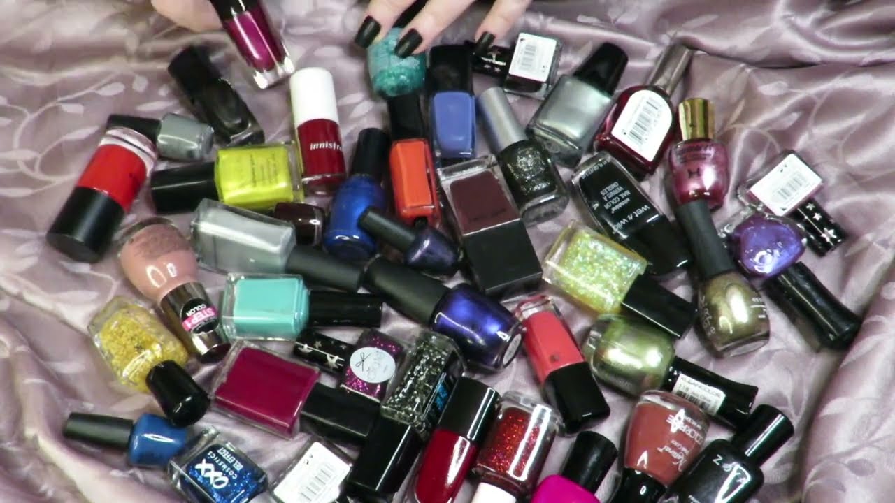 ASMR Nail Polish Rummage. Dark Colours. No talking. No tapping.