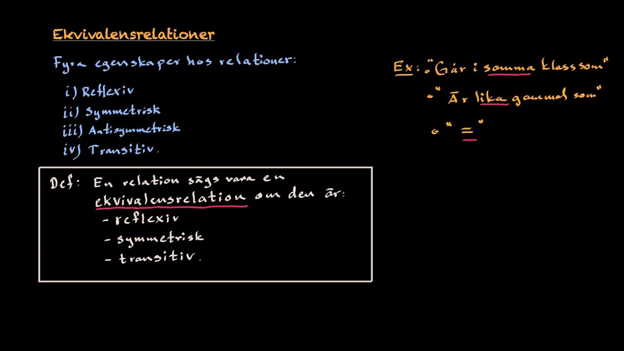 Relationer: Ekvivalensrelationer