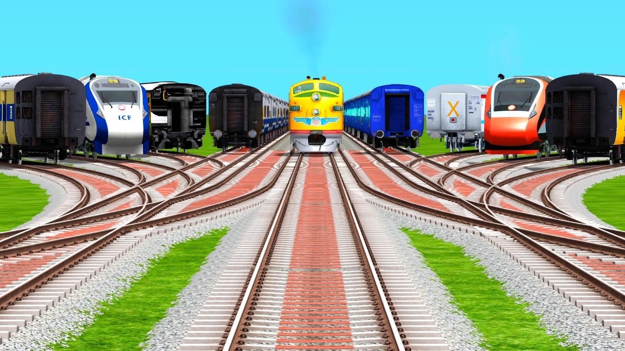 9 Indian Railways High Speed Trains Run Back To Back At Bumpy Railroad Tracks | train simulator game