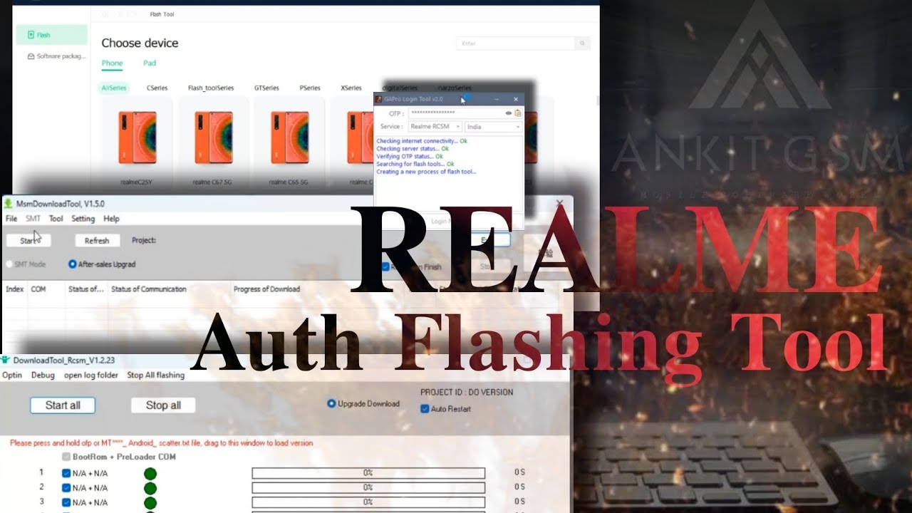 GAPro Login Tool - Oppo Realme RCSM Format+Frp & Hang on Logo Solution OTP (Flash AUTH)