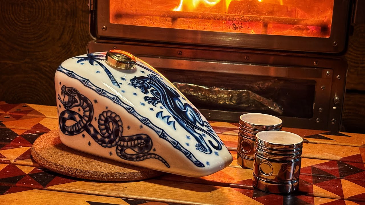 Motorcycle Tank-Inspired Ceramic Drinking Set