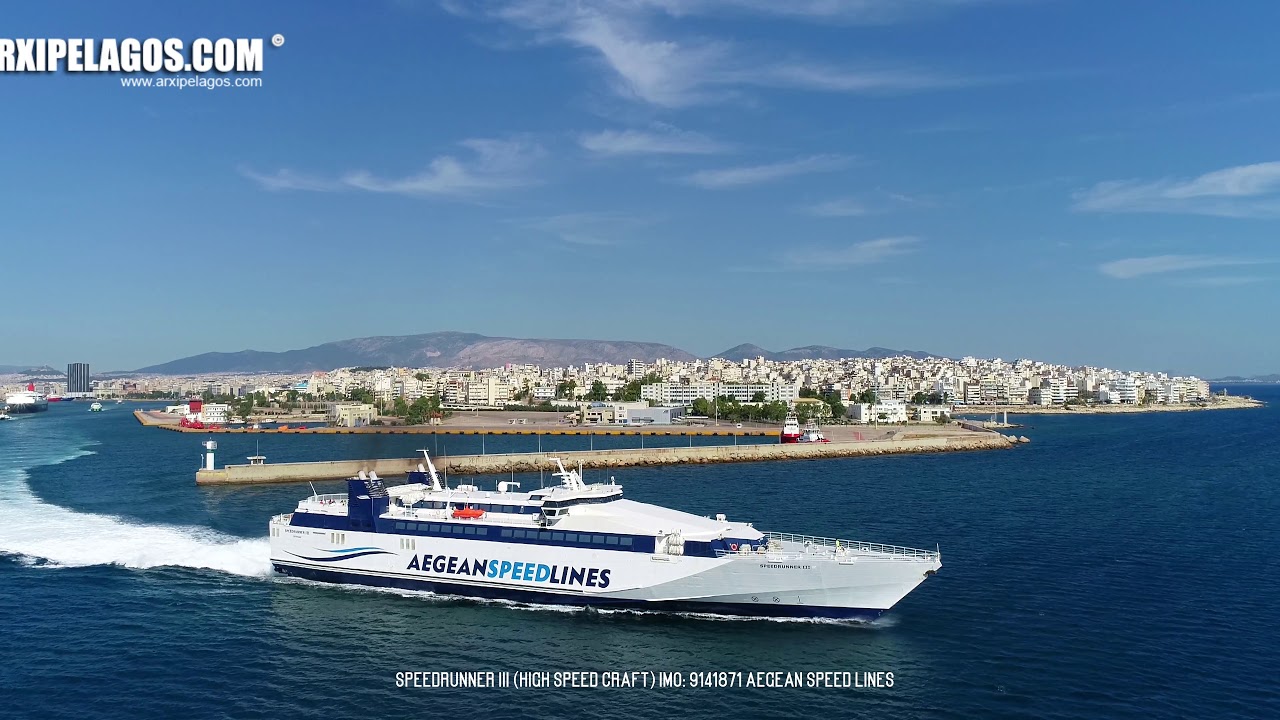 SPEEDRUNNER III - departure from Piraeus Port ( AERIAL DRONE VIDEO )  IMO: 9141871
