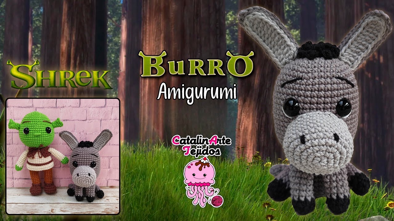 Burro shrek amigurumi kawaii | CatalinArte Tejidos