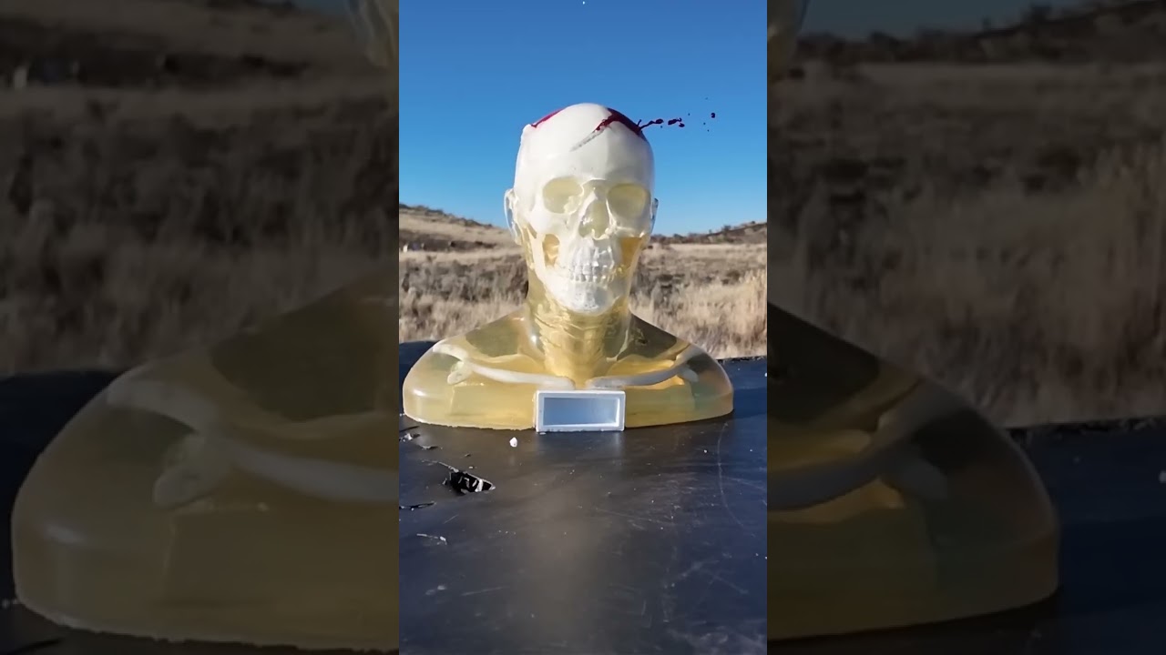 Teste de explos&atilde;o: 50 BMG Vs .22 LR em cabe&ccedil;a falsa