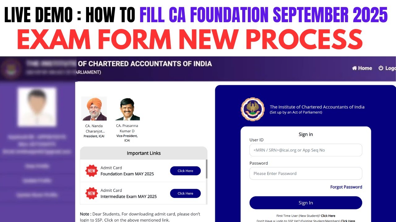 Live Demo:- How to fill CA Foundation September 2025 Exam Form | CA foundation Exam Form Sep 2025