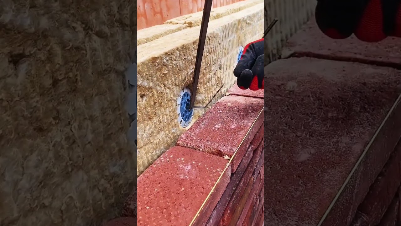 Imagine a long, thin iron bar used to secure insulation and cladding as a brick heater #bricklaying