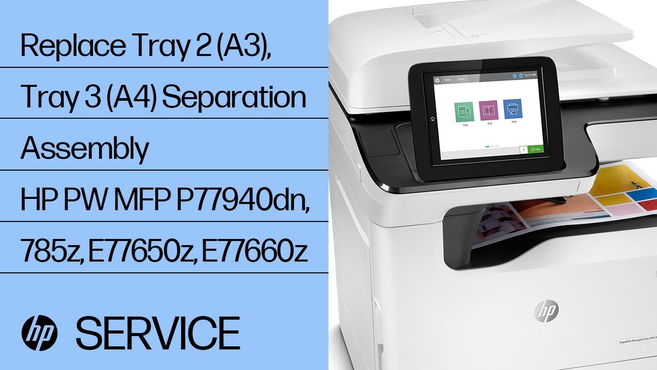 Replace Tray 2 (A3), Tray 3 (A4) Separation Assembly | HP PW MFP P77940dn, 785z, E77650z, E77660z