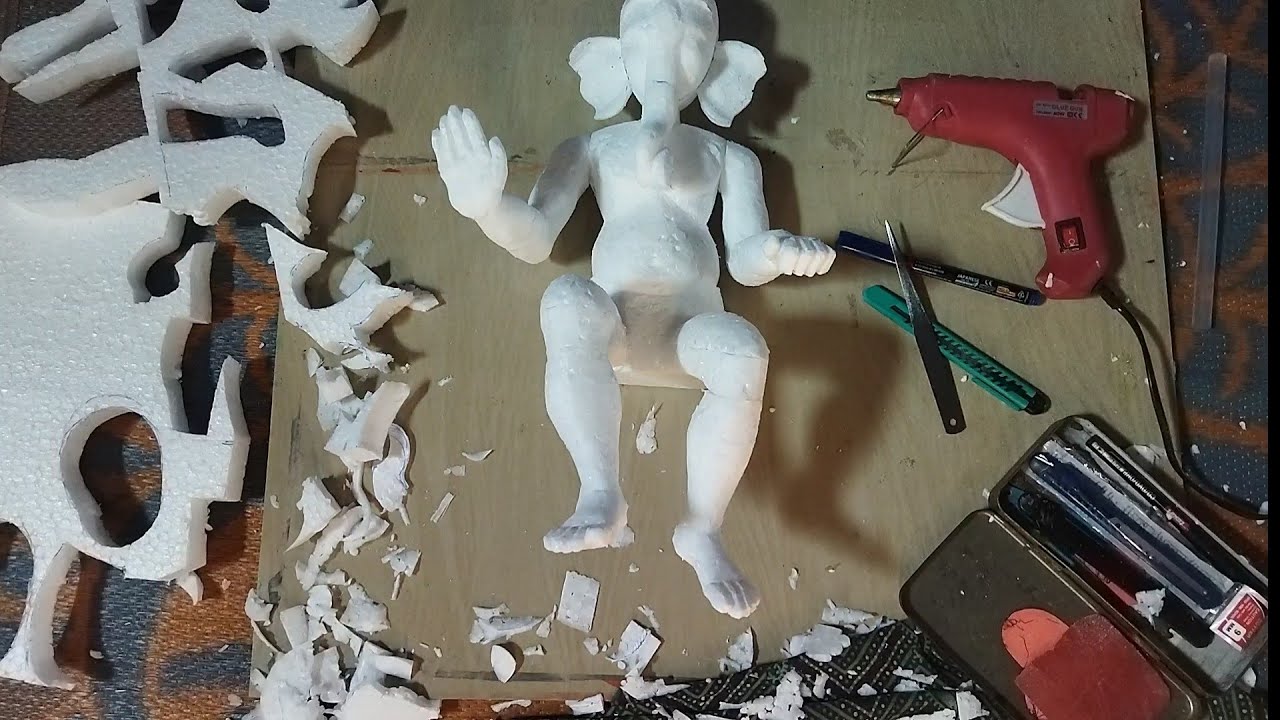 Thermocol Ganesh murti making || How to make thermocol Ganesh murti || Art Anshu...