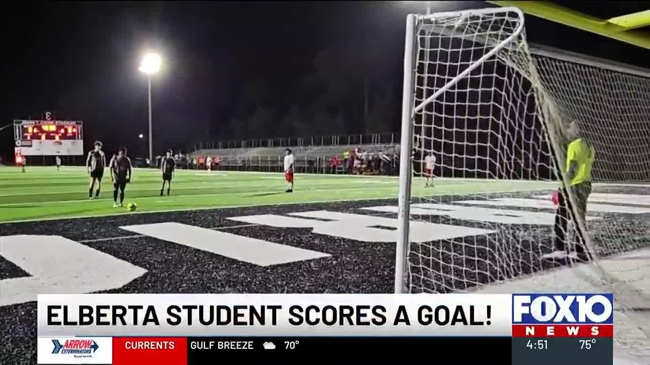 Elberta student scores goal wearing cleats bought by classmates