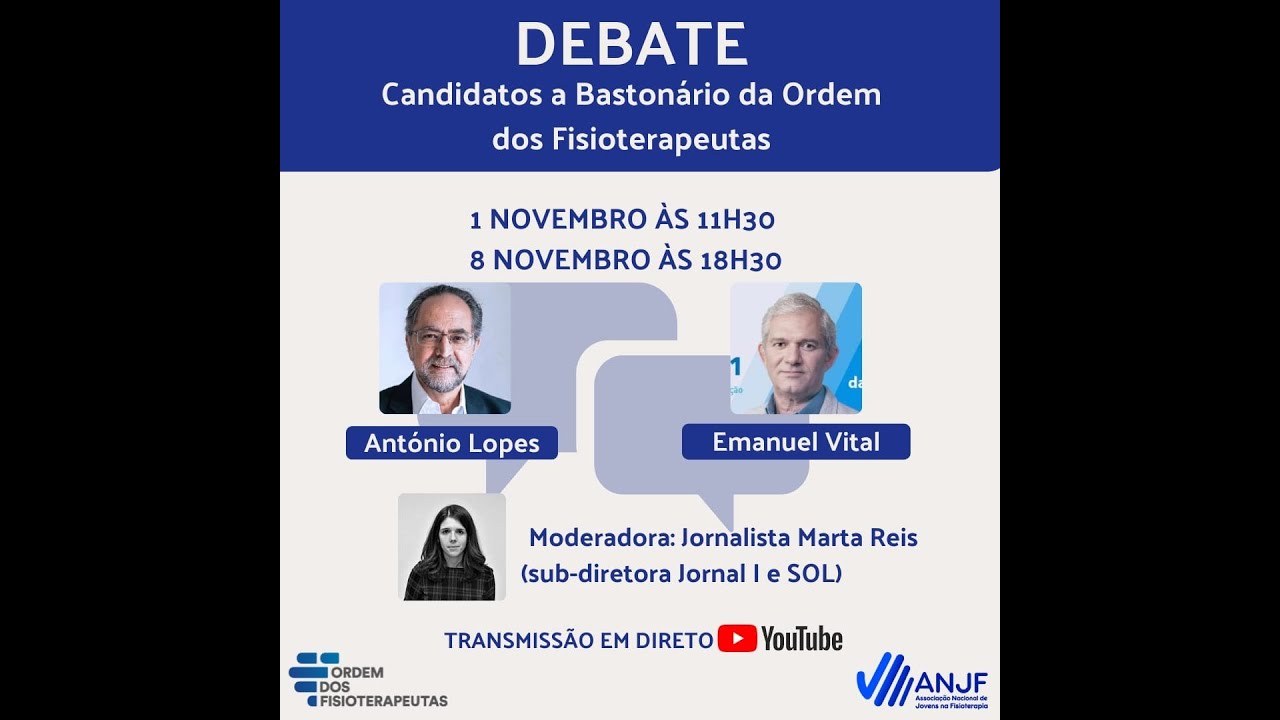 Debate entre os dois candidatos a Bastonário da Ordem dos Fisioterapeutas (8 de novembro)