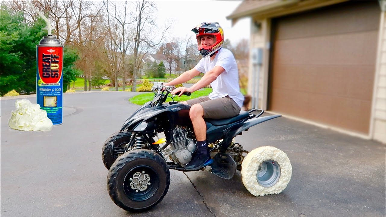 DRIFT QUAD SPRAY FOAM TIRES!!!